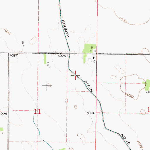 Topographic Map of County Ditch Number Sixteen, MN