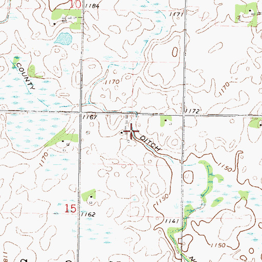 Topographic Map of County Ditch Number Sixteen, MN