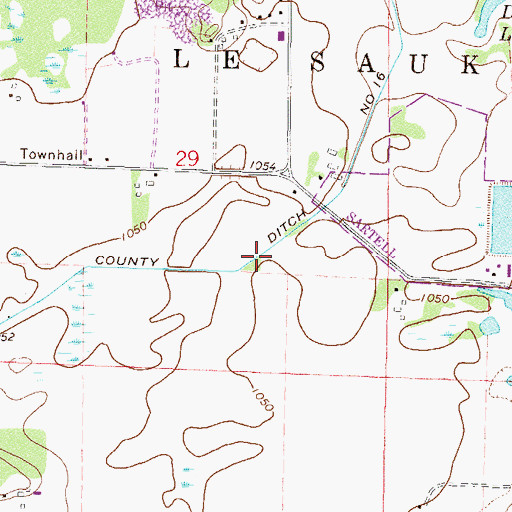 Topographic Map of County Ditch Number Sixteen, MN