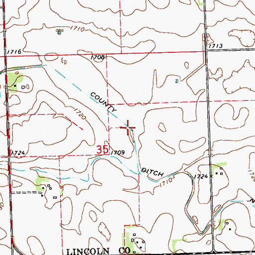 Topographic Map of County Ditch Number Sixteen, MN