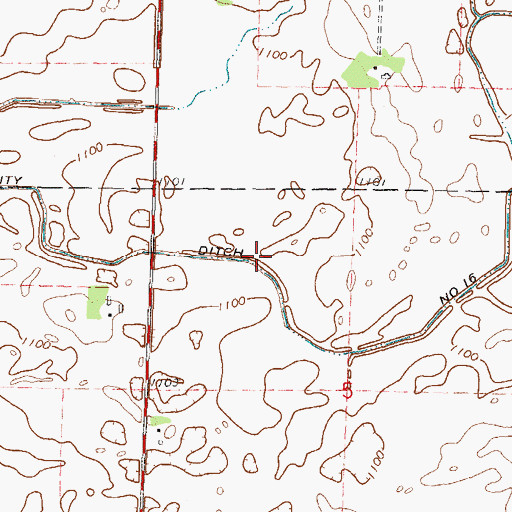Topographic Map of County Ditch Number Sixteen, MN