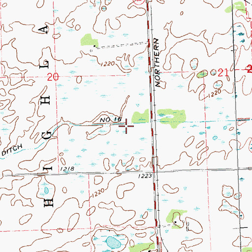 Topographic Map of County Ditch Number Sixteen, MN