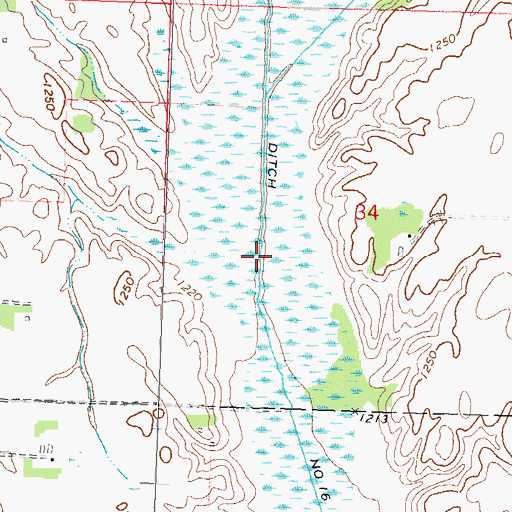 Topographic Map of County Ditch Number Sixteen, MN