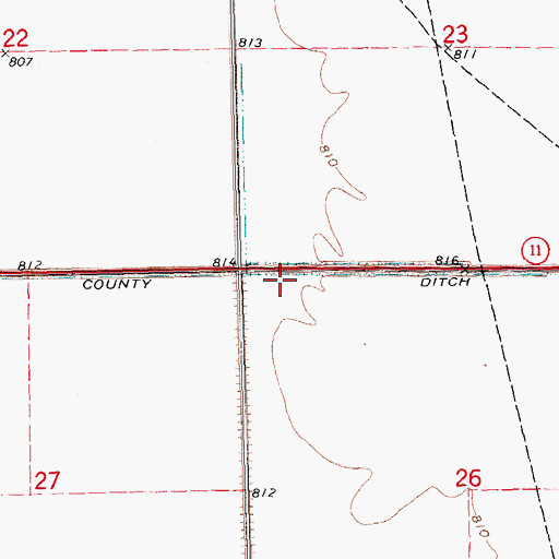 Topographic Map of County Ditch Number Sixteen, MN