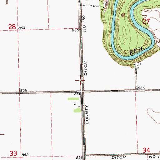 Topographic Map of County Ditch Number One Hundred Sixtynine, MN