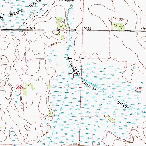 Topographic Map of County Ditch Number Seventeen, MN