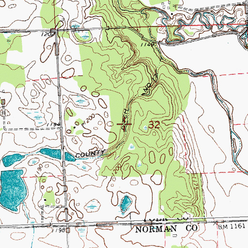 Topographic Map of County Ditch Number Seventeen, MN