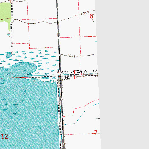 Topographic Map of County Ditch Number Seventeen, MN