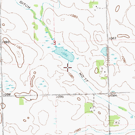 Topographic Map of County Ditch Number Seventeen, MN