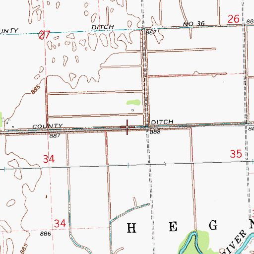 Topographic Map of County Ditch Number Seventeen, MN