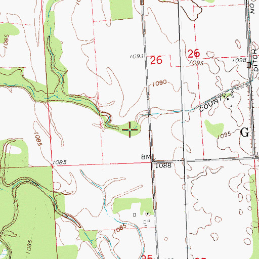 Topographic Map of County Ditch Number Seventeen, MN
