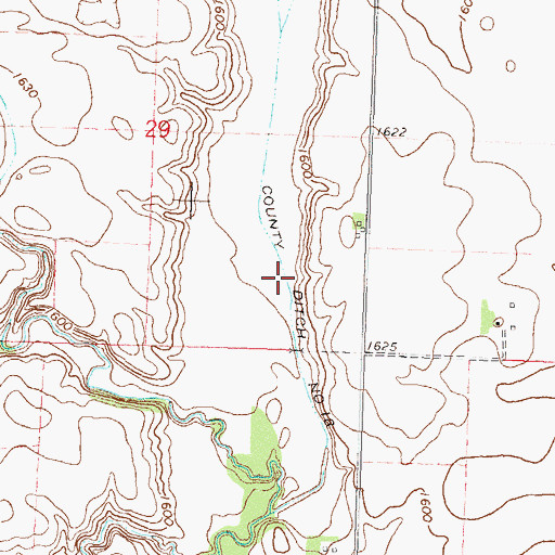 Topographic Map of County Ditch Number Eighteen, MN