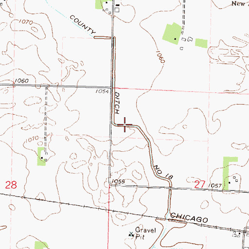 Topographic Map of County Ditch Number Eighteen, MN