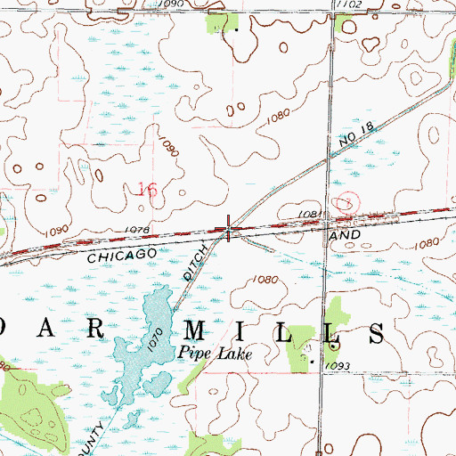 Topographic Map of County Ditch Number Eighteen, MN