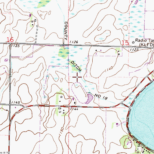 Topographic Map of County Ditch Number Eighteen, MN
