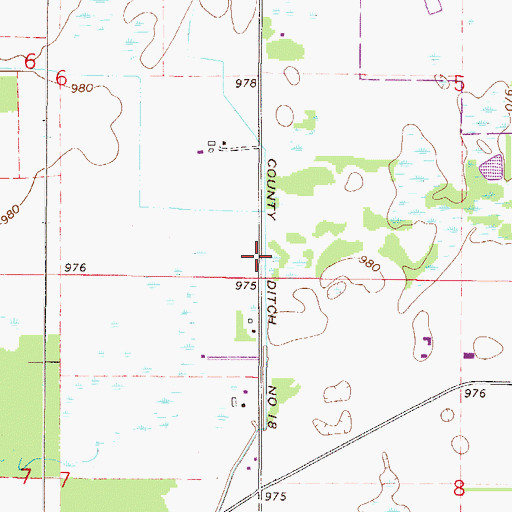 Topographic Map of County Ditch Number Eighteen, MN