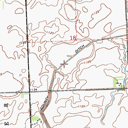 Topographic Map of County Ditch Number Eighteen, MN
