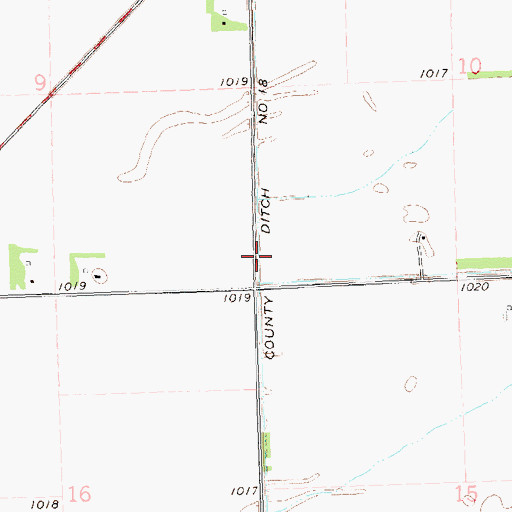 Topographic Map of County Ditch Number Eighteen, MN