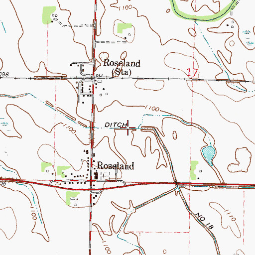 Topographic Map of County Ditch Number Eighteen, MN
