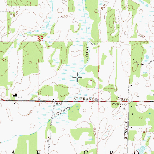 Topographic Map of County Ditch Number Eighteen, MN
