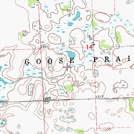 Topographic Map of County Ditch Number Eighteen, MN
