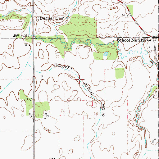 Topographic Map of County Ditch Number Nineteen, MN
