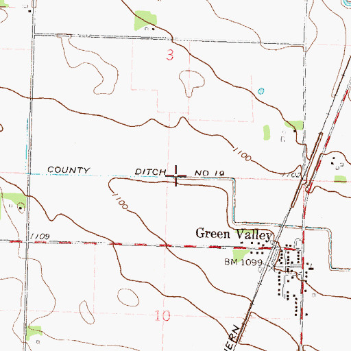 Topographic Map of County Ditch Number Nineteen, MN