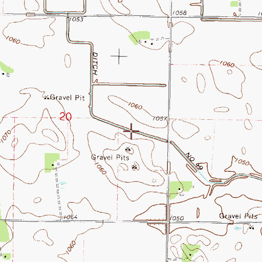 Topographic Map of County Ditch Number Nineteen, MN