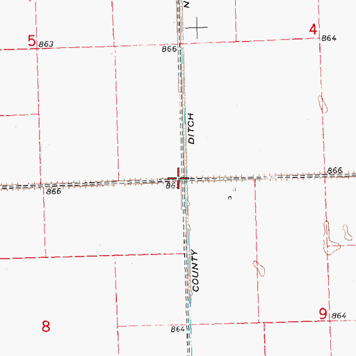 Topographic Map of County Ditch Number Nineteen, MN
