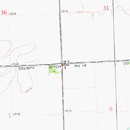 Topographic Map of County Ditch Number Nineteen, MN