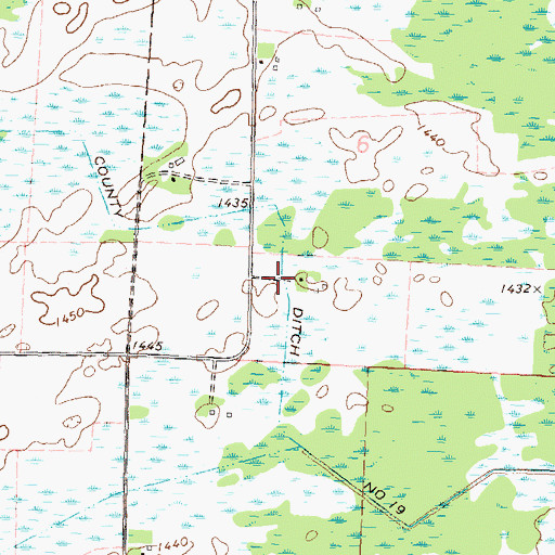 Topographic Map of County Ditch Number Nineteen, MN