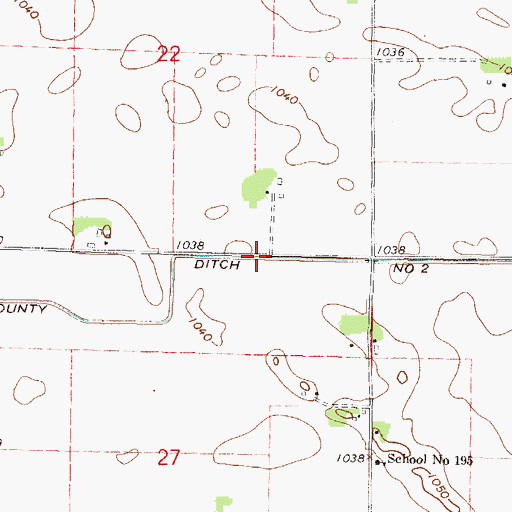 Topographic Map of County Ditch Number Two, MN