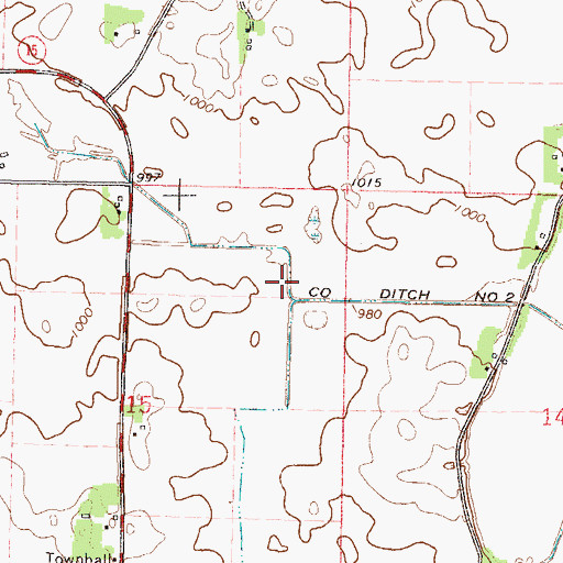 Topographic Map of County Ditch Number Two, MN