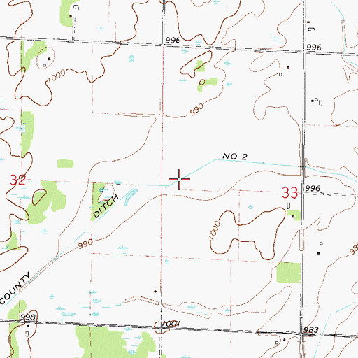 Topographic Map of County Ditch Number Two, MN