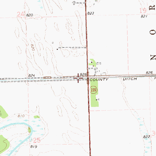 Topographic Map of County Ditch Number Two, MN
