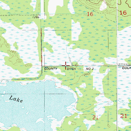 Topographic Map of County Ditch Number Two, MN