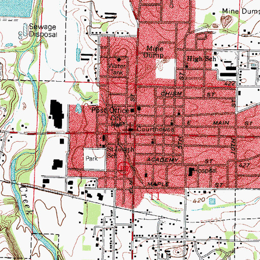 Topographic Map of Logan County Courthouse, AR