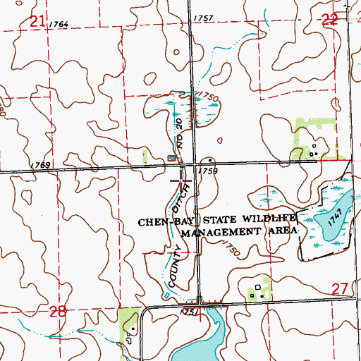 Topographic Map of County Ditch Number Twenty, MN