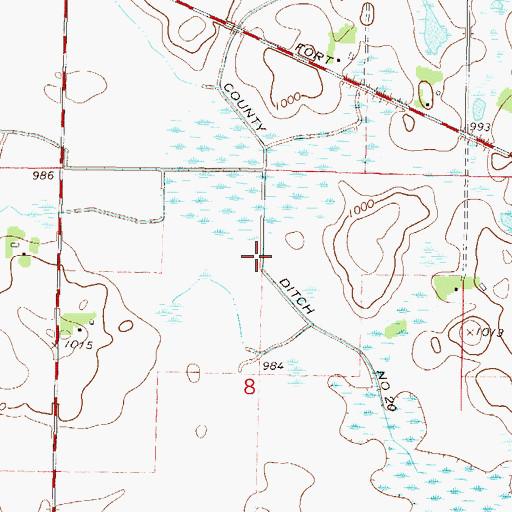 Topographic Map of County Ditch Number Twenty, MN