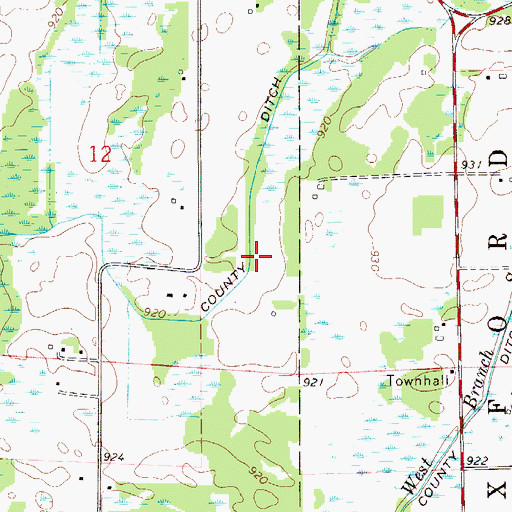 Topographic Map of County Ditch Number Twenty, MN