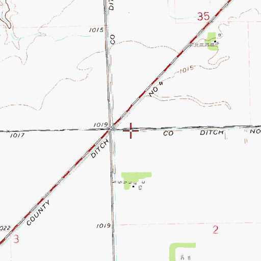 Topographic Map of County Ditch Number Twenty, MN