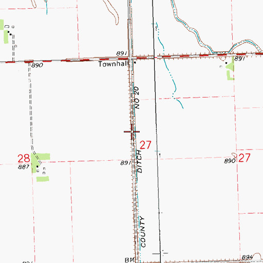 Topographic Map of County Ditch Number Twenty, MN