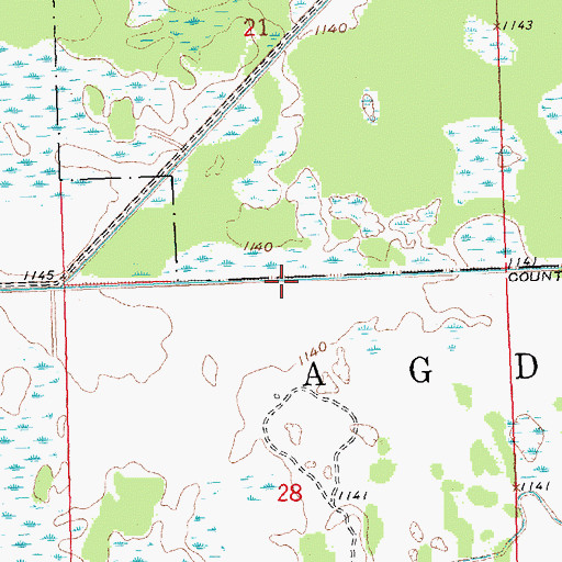 Topographic Map of County Ditch Number Twenty, MN
