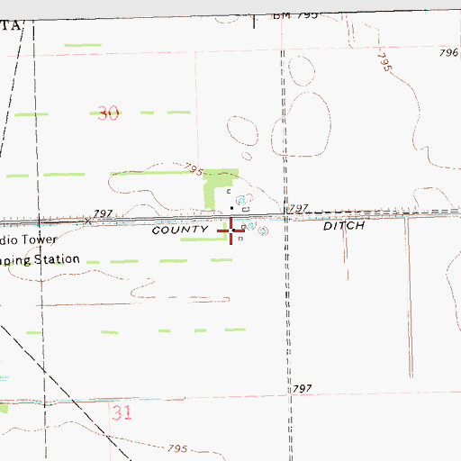 Topographic Map of County Ditch Number Twenty, MN
