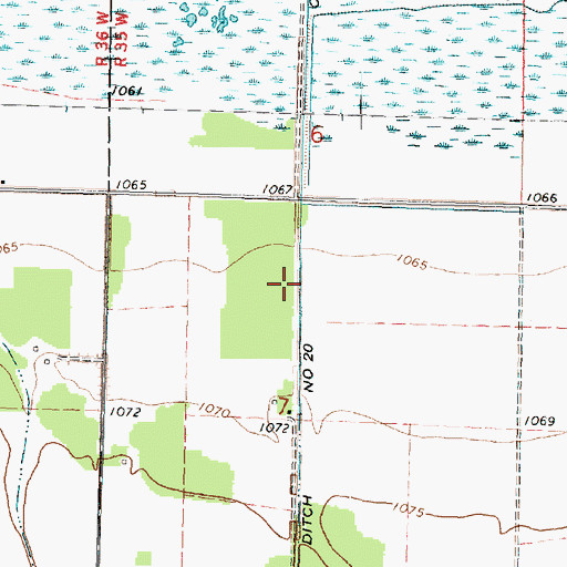 Topographic Map of County Ditch Number Twenty, MN