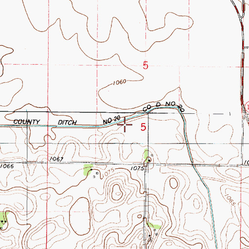 Topographic Map of County Ditch Number Twenty, MN