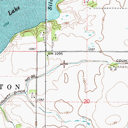 Topographic Map of County Ditch Number Twenty, MN