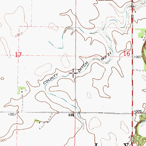 Topographic Map of County Ditch Number Twentyone, MN