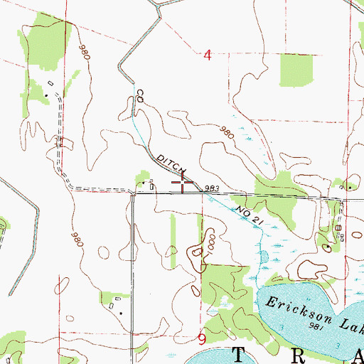 Topographic Map of County Ditch Number Twentyone, MN