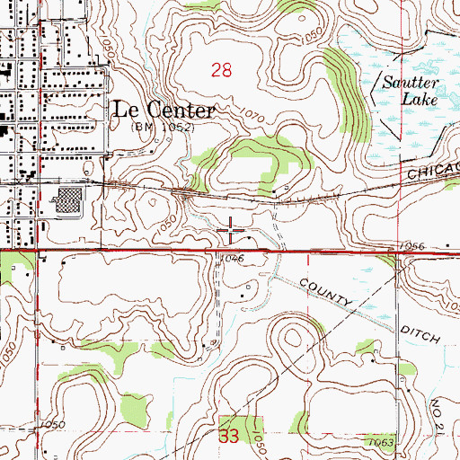 Topographic Map of County Ditch Number Twentyone, MN